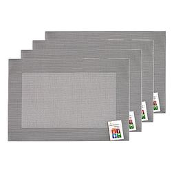 Foto van Placemats hampton - 4x - zilver/grijs - pvc - 30 x 45 cm - placemats