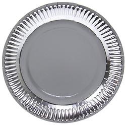 Foto van Folat borden metallic 23 cm papier zilver 8-delig