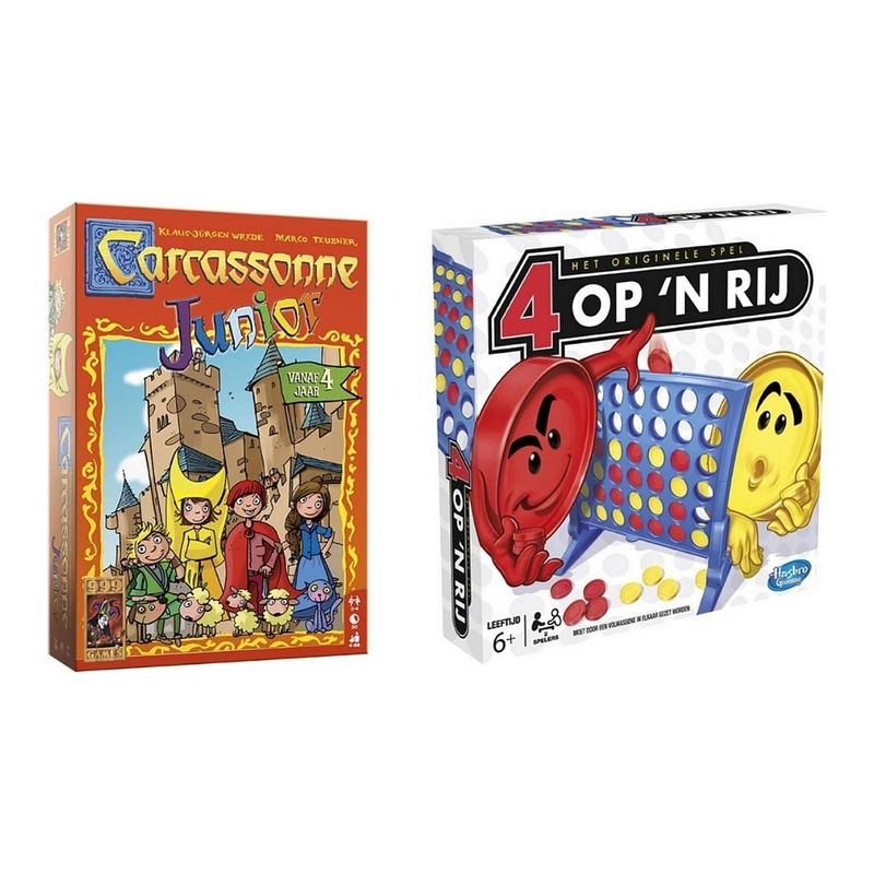 Foto van Spellenbundel - 2 stuks - carcassonne junior & hasbro 4 op 'sn rij