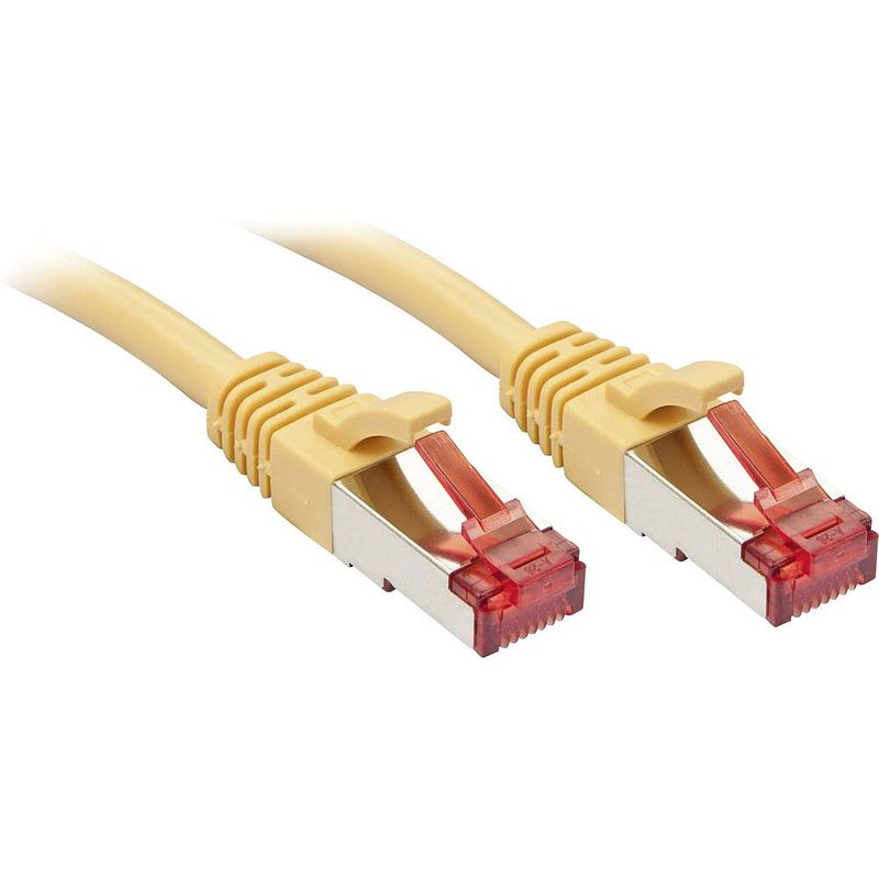 Foto van Lindy 47768 rj45 netwerkkabel, patchkabel cat 6 s/ftp 10.00 m geel snagless 1 stuk(s)