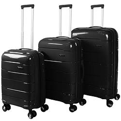 Foto van Lucceti - kofferset 3-delig - handbagage - met wielen - koffers - premium pp kwaliteit - trolley - florence - zwart