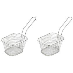 Foto van 2x patat/snack serveermandje/frituurmandje zilver 24 cm - tafeldecoratie - patat/snack serveren in een mandje