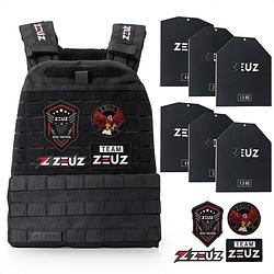 Foto van Zeuz® crossfit & fitness gewichtsvest 16,5 kg - tactical vest & trainingsvest - verstelbaar in gewichten - zwart