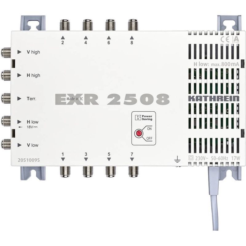 Foto van Kathrein exr 2508 satelliet multiswitch ingangen (satelliet): 5 (4 satelliet / 1 terrestrisch) aantal gebruikers: 8