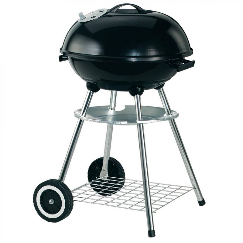 Foto van Garden grill kogelgrill houtskool barbecue - rond - 47 cm - zwart