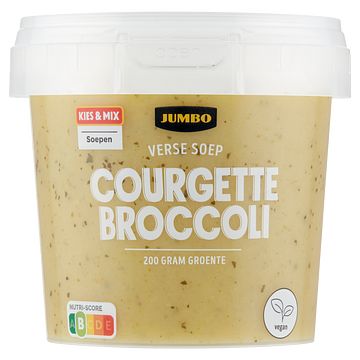 Foto van 2 bekers a 500ml | jumbo verse soep courgette broccoli 500g aanbieding bij jumbo