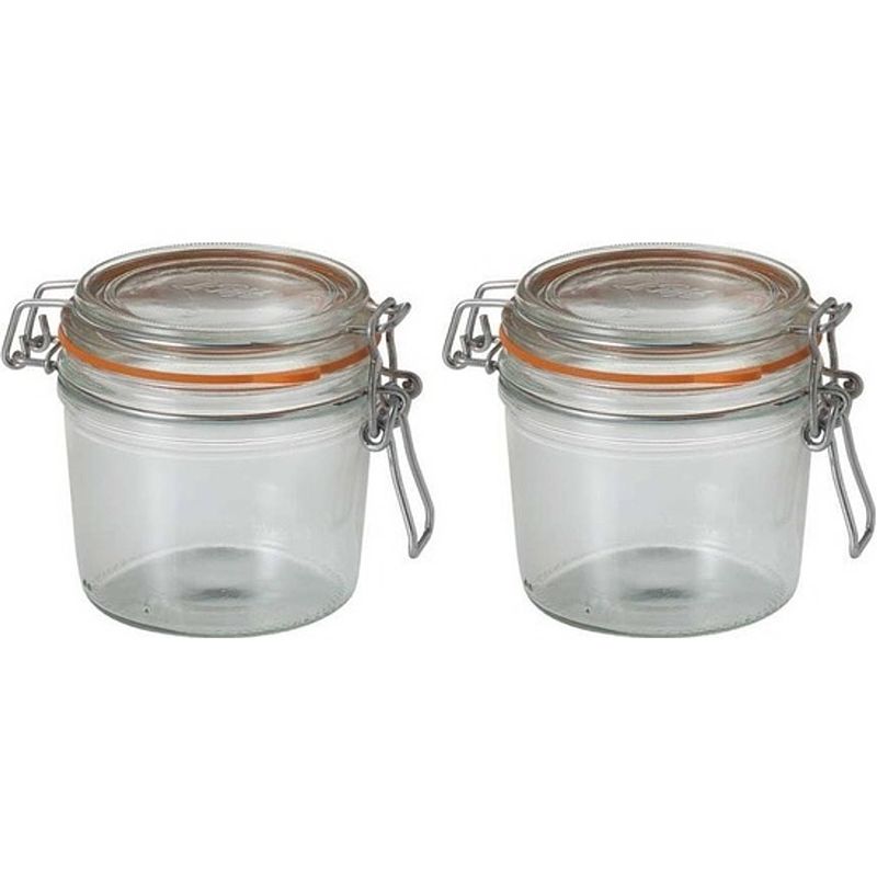 Foto van 2x luchtdichte weckpotten transparant glas 350 ml - weckpotten