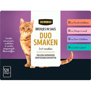 Foto van Jumbo kattenbrokjes in saus variatie senior 12 x 100g