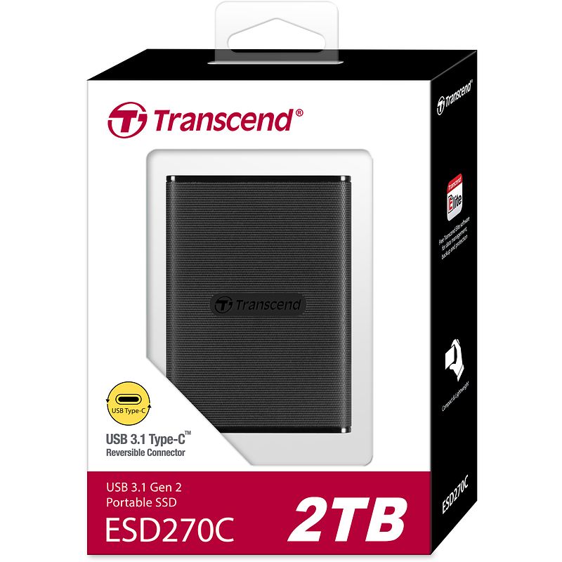 Foto van Transcend esd270c 2 tb externe ssd usb 3.1 gen 2 type c