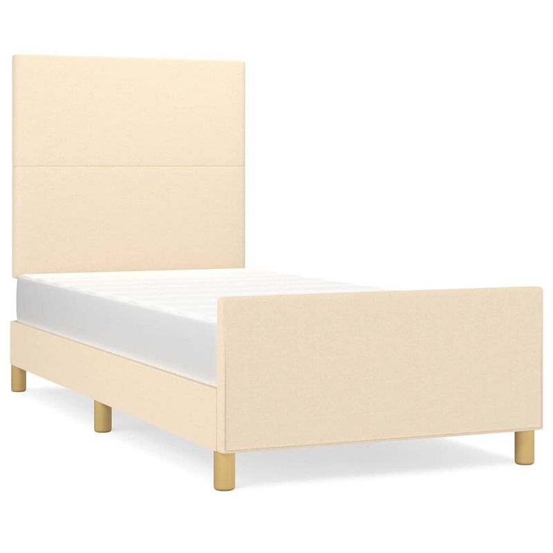 Foto van The living store bedframe crème - 203x103x118/128 cm - verstelbaar hoofdeinde - ondersteunende poten - multiplex