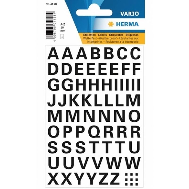 Foto van Letters stickers zwart 10mm 65x stuks per vel - stickers