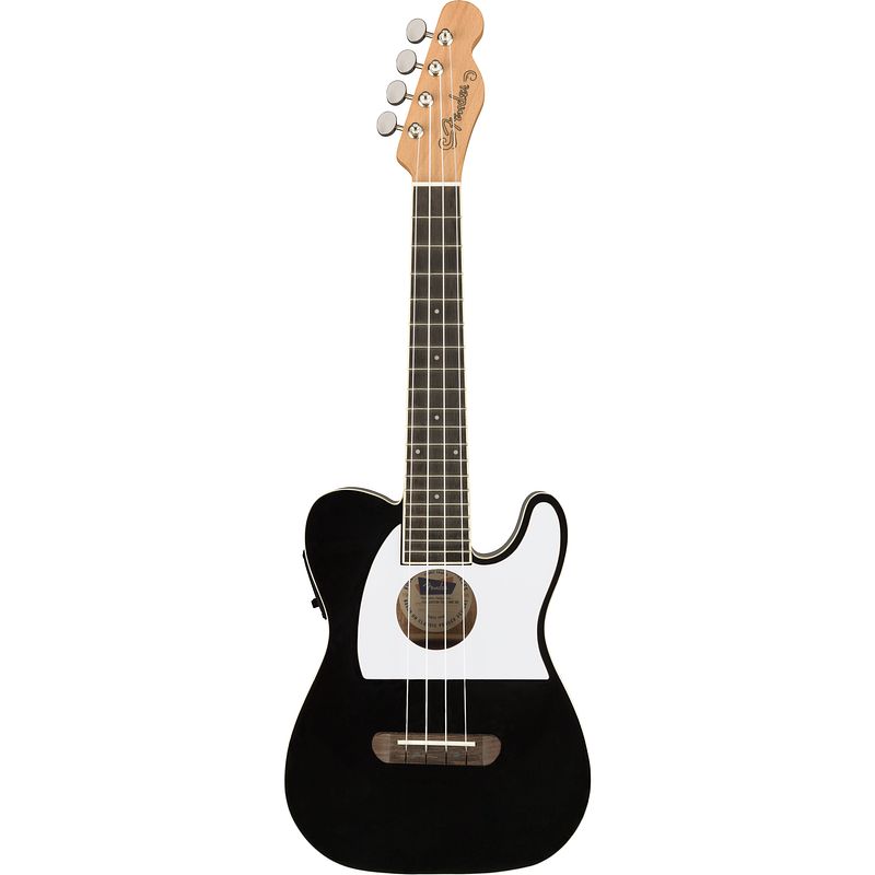 Foto van Fender fullerton tele uke black elektrisch-akoestische concert ukelele