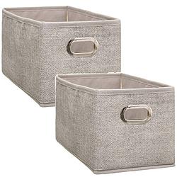 Foto van Set van 2x stuks opbergmand/kastmand 7 liter beige linnen 31 x 15 x 15 cm - opbergmanden