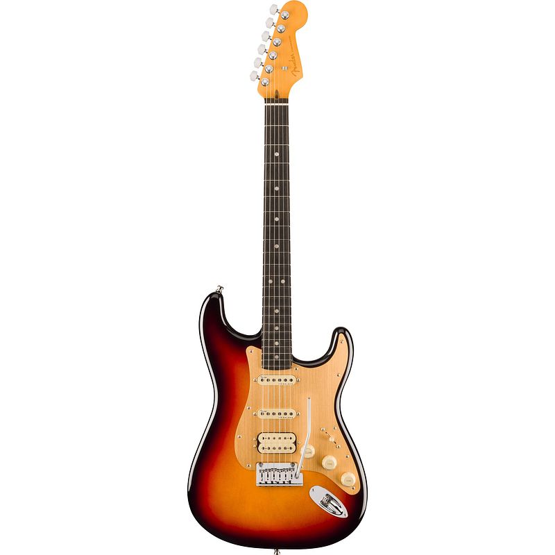 Foto van Fender american ultra ii stratocaster hss eb ultraburst elektrische gitaar met koffer