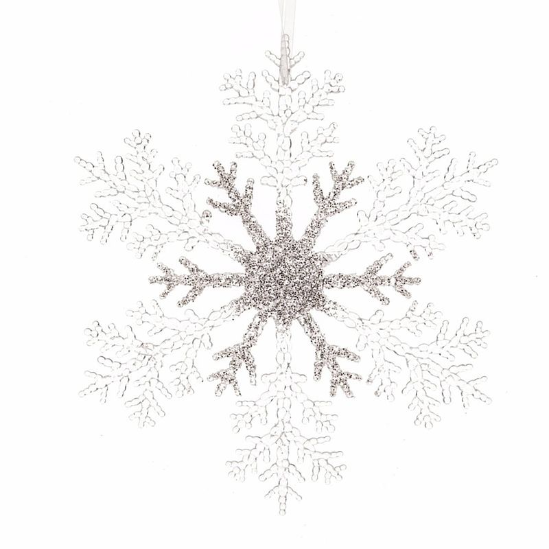 Foto van 3x kerstboom decoratie sneeuwvlok 21 cm transparant/zilver