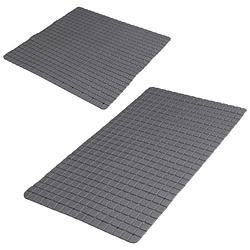 Foto van Urban living douche/badkamer anti-slip matten set - 2x stuks - rubber - antraciet - badmatjes