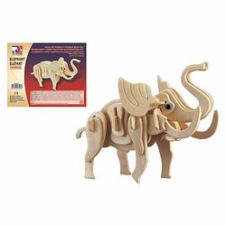Foto van Houten dieren 3d puzzel olifant bouwpakket 20 cm - 3d puzzels