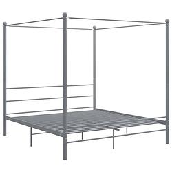 Foto van The living store bedframe - grijs - gepoedercoat metaal - 208x206x201 cm - geschikt voor 200x200 cm matras - montage