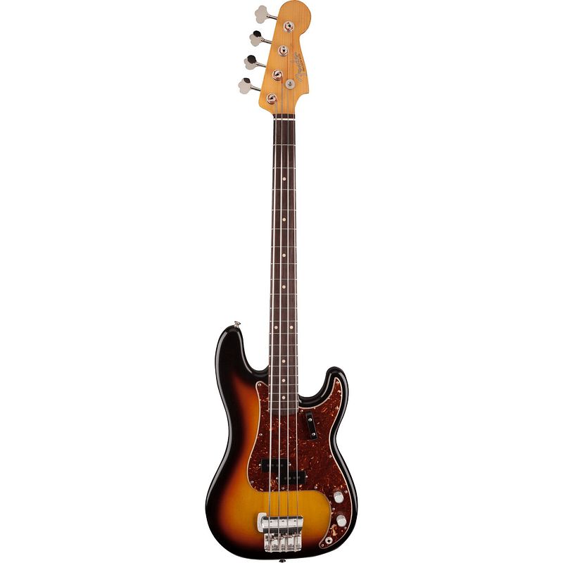 Foto van Fender custom shop sean hurley 1961 precision bass faded rw faded 3-color sunburst met deluxe koffer en coa