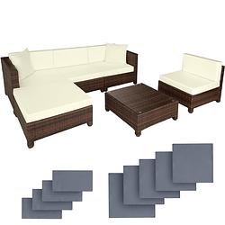 Foto van Tectake - wicker loungeset met aluminium frame, variant 2 zwart/bruin sku: 403834