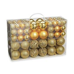 Foto van 100x stuks kunststof kerstballen goud 3, 4 en 6 cm - kerstbal