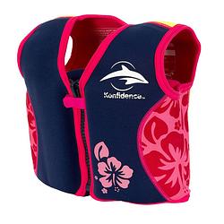 Foto van Konfidence zwemvest junior neopreen navy/hibiscus maat 1,5-3 jaar