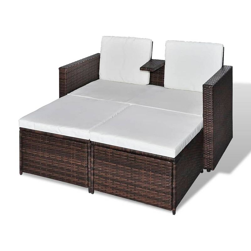 Foto van Infiori 4-delige loungeset met kussens poly rattan bruin