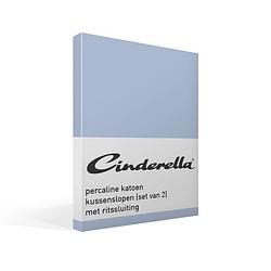 Foto van Cinderella basic percaline katoen kussenslopen (set van 2) - 100% percaline katoen - 40x80 cm - sapphire