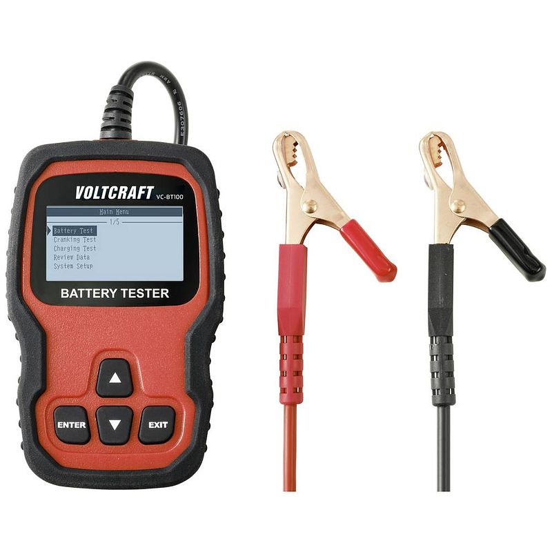 Foto van Voltcraft vc-bt100 accutester 12 v, 24 v 79 mm x 28 mm x 128 mm