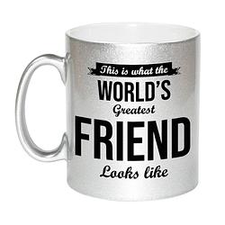 Foto van Zilveren worlds greatest friend cadeau koffiemok / theebeker 330 ml - feest mokken