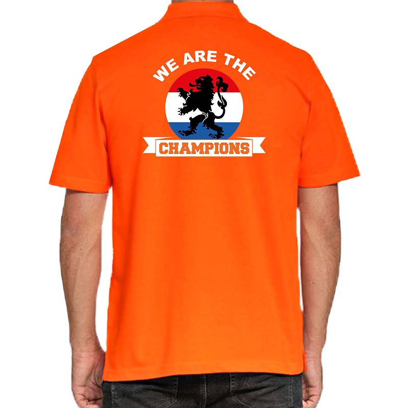 Foto van Grote maten oranje fan poloshirt / kleding holland kampioen met leeuw ek/ wk voor heren 4xl - feestshirts