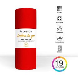 Foto van Jacobson - hoeslaken - 140x200cm - jersey katoen - tot 25cm matrasdikte - rood