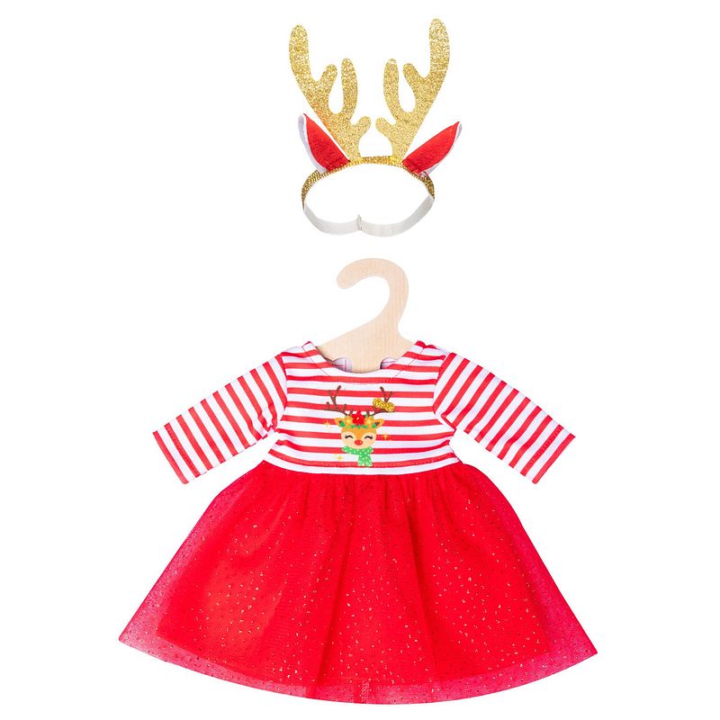 Foto van Heless babypoppenkleding kerstjurk 28-35 cm rood 2-delig