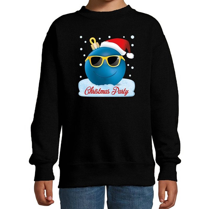 Foto van Foute kersttrui / sweater coole kerstbal zwart voor jongens 12-13 jaar (152/164) - kerst truien kind