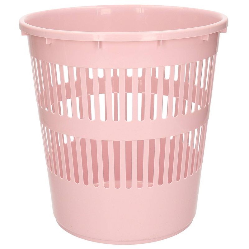 Foto van Plasticforte afvalbak/vuilnisbak/kantoor prullenbak - plastic - roze - 28 cm - prullenmanden