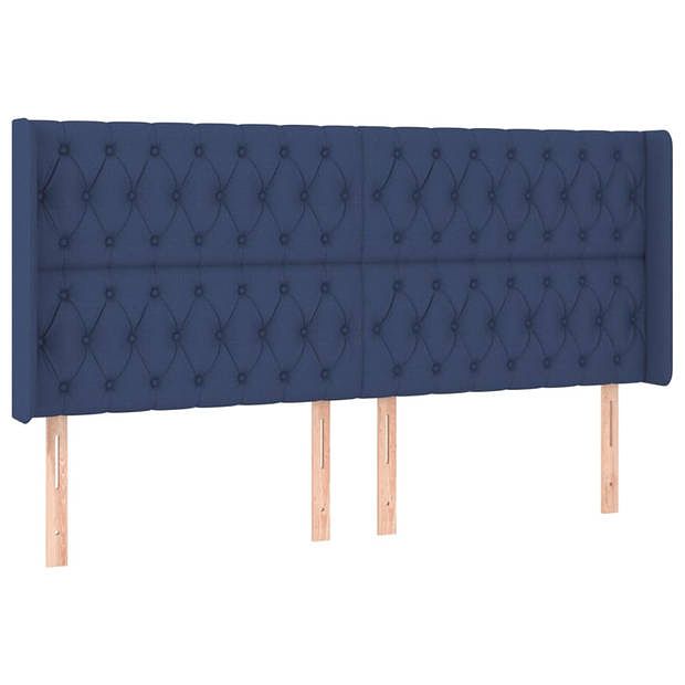 Foto van Vidaxl hoofdbord met randen 203x16x118/128 cm stof blauw