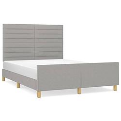 Foto van The living store bedframe - comfortabel - bedframe - afmeting- 203 x 146 x 118/128 cm - kleur- lichtgrijs