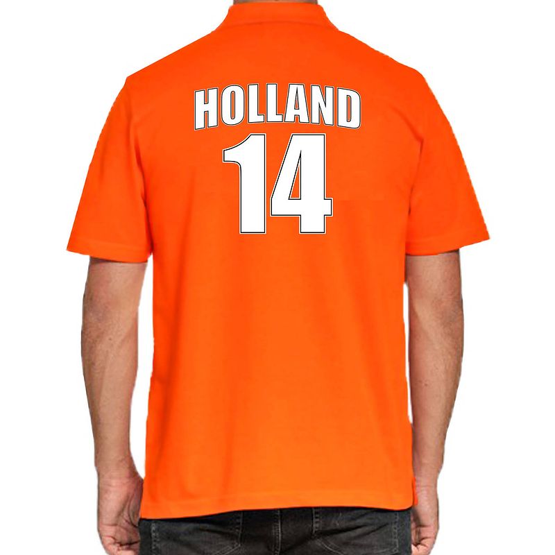 Foto van Holland shirt met rugnummer 14 - nederland fan poloshirt / outfit voor heren m - feestshirts