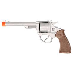Foto van Cowboy speelgoed revolver/pistool metaal 8 schots plaffertjes - verkleedattributen