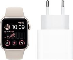 Foto van Apple watch se (2022) 4g 40mm starlight aluminium starlight sportband + oplader