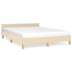 Foto van Vidaxl bedframe met hoofdeinde stof crèmekleurig 140x190 cm