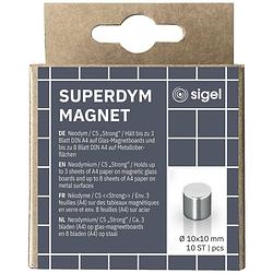 Foto van Sigel neodymium magneet ba701 (ø x h) 10 mm x 10 mm cilinder zilver 10 stuk(s) ba701