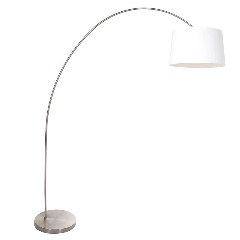 Foto van Mexlite solva vloerlamp - e27 (grote fitting) - staal en wit