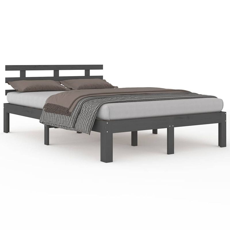 Foto van Vidaxl bedframe massief hout grijs 160x200 cm