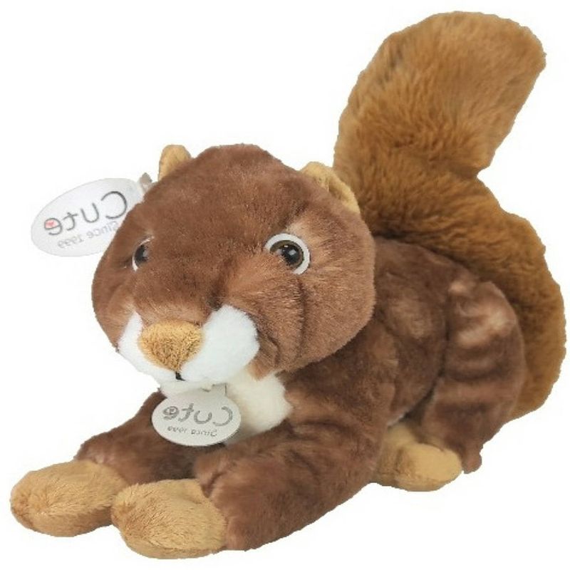 Foto van Inware pluche eekhoorn knuffeldier - rood/bruin - zittend - 25 cm - knuffel bosdieren