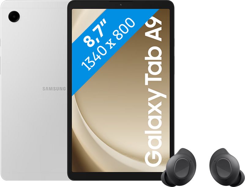 Foto van Samsung galaxy tab a9 8,7 inch 128gb wifi zilver + buds fe zwart