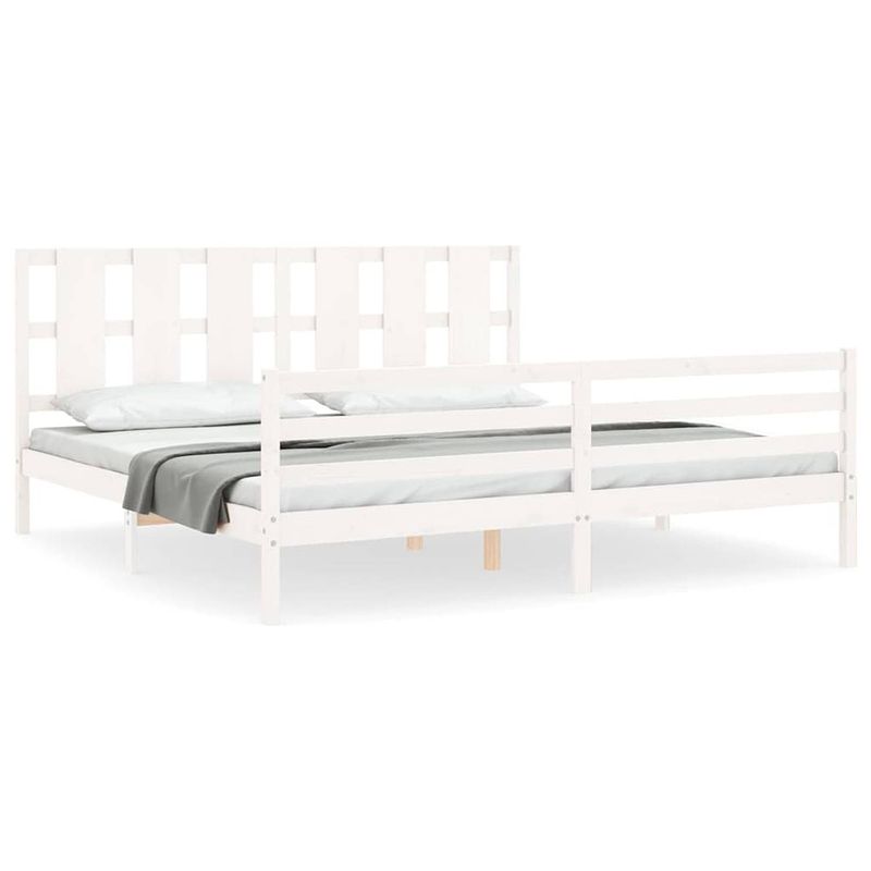 Foto van The living store bedframe met hoofdbord massief hout wit 6ft super king - bed