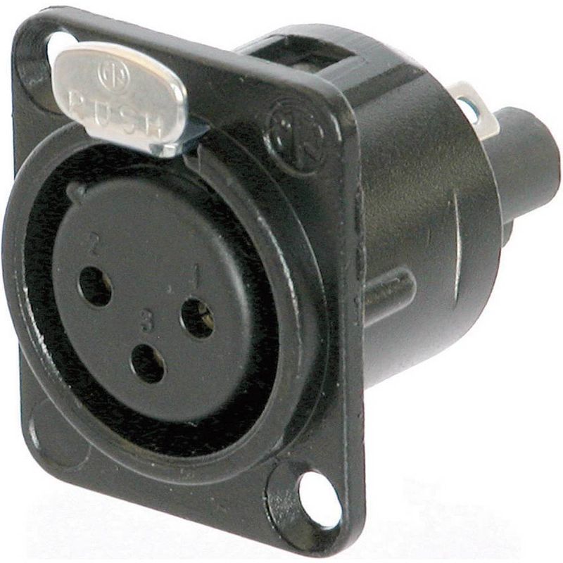 Foto van Neutrik nc3fd-s-1-b xlr-connector flensbus, contacten recht aantal polen: 3 zwart 1 stuk(s)