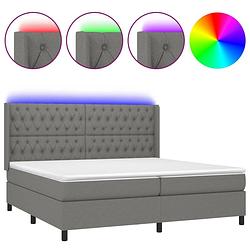 Foto van The living store boxspring donkergrijs bed 203x203x118/128 - led en pocketvering matras