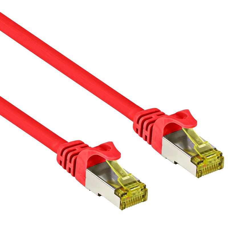 Foto van Cat 7 - s/ftp - netwerkkabel - patchkabel - afgeschermd - 10 gbps - 30 meter - rood - allteq